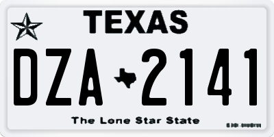 TX license plate DZA2141