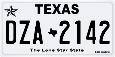 TX license plate DZA2142