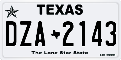 TX license plate DZA2143