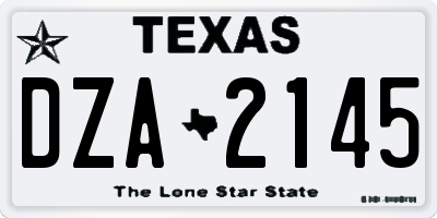 TX license plate DZA2145