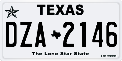 TX license plate DZA2146