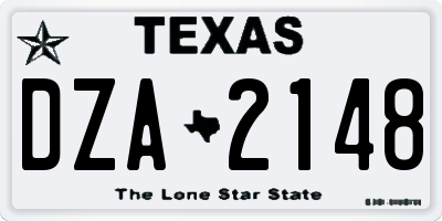 TX license plate DZA2148