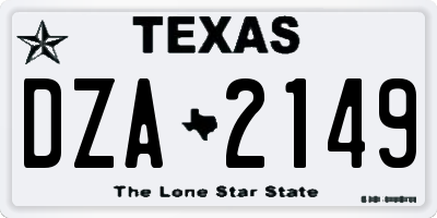 TX license plate DZA2149