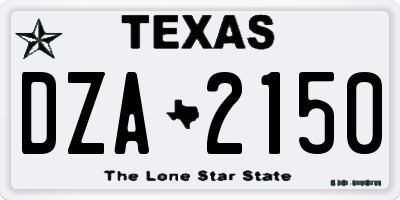 TX license plate DZA2150