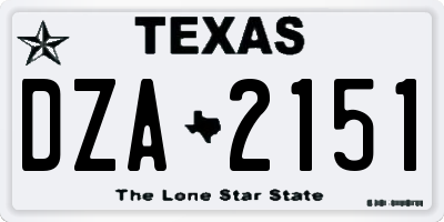 TX license plate DZA2151