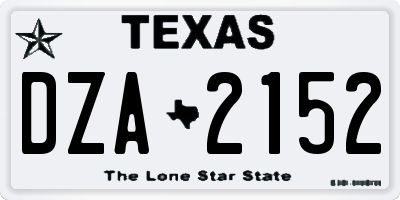 TX license plate DZA2152