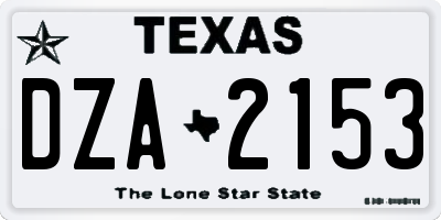 TX license plate DZA2153