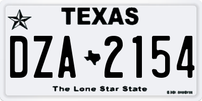 TX license plate DZA2154
