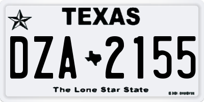 TX license plate DZA2155