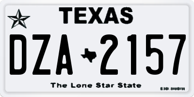 TX license plate DZA2157