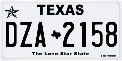 TX license plate DZA2158