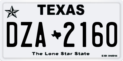 TX license plate DZA2160