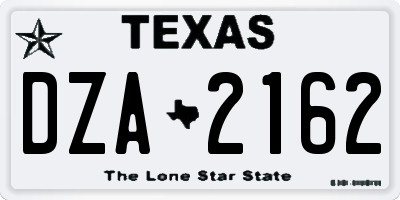 TX license plate DZA2162
