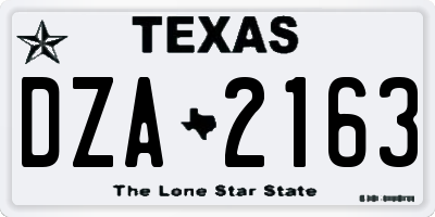 TX license plate DZA2163