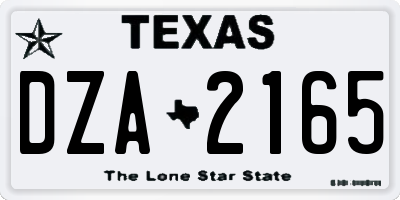 TX license plate DZA2165