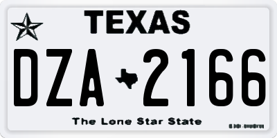 TX license plate DZA2166
