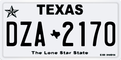 TX license plate DZA2170