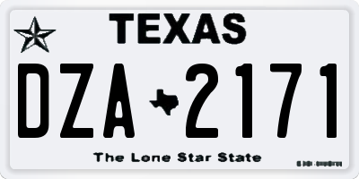 TX license plate DZA2171