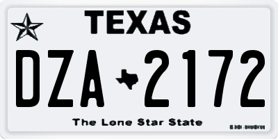 TX license plate DZA2172
