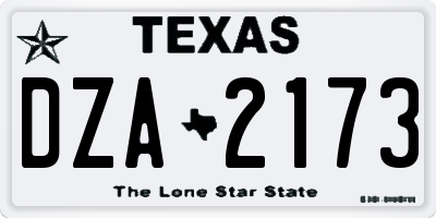 TX license plate DZA2173