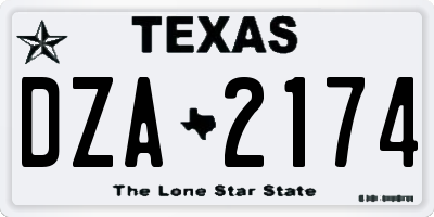 TX license plate DZA2174