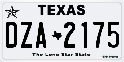 TX license plate DZA2175