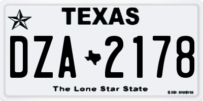 TX license plate DZA2178