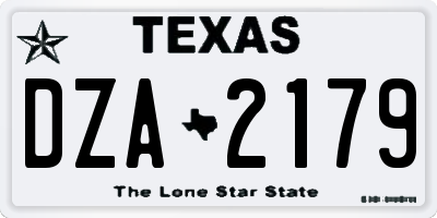 TX license plate DZA2179