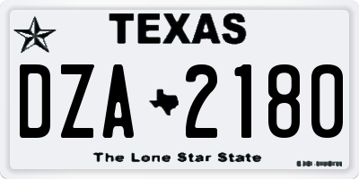 TX license plate DZA2180