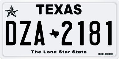 TX license plate DZA2181