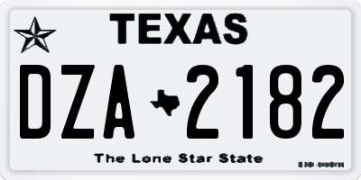 TX license plate DZA2182