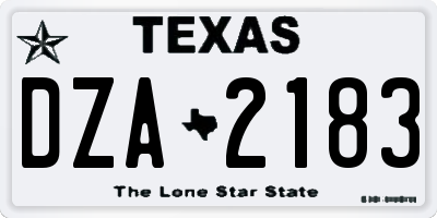 TX license plate DZA2183