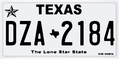 TX license plate DZA2184