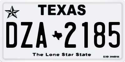 TX license plate DZA2185