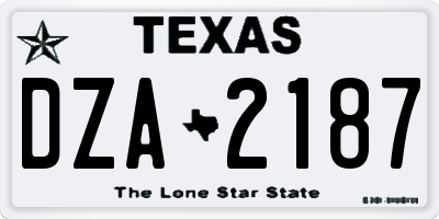 TX license plate DZA2187