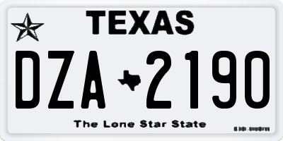 TX license plate DZA2190