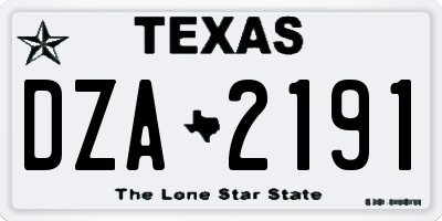 TX license plate DZA2191