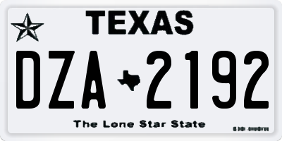 TX license plate DZA2192