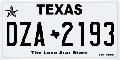 TX license plate DZA2193