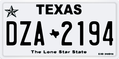 TX license plate DZA2194