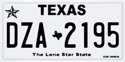 TX license plate DZA2195