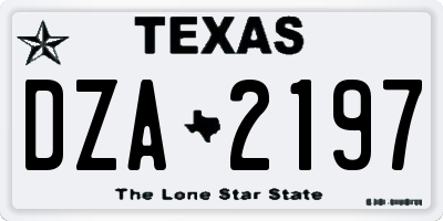 TX license plate DZA2197