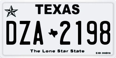 TX license plate DZA2198