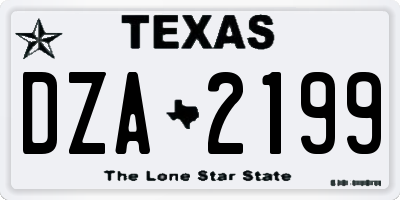 TX license plate DZA2199