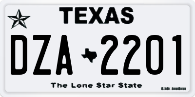 TX license plate DZA2201