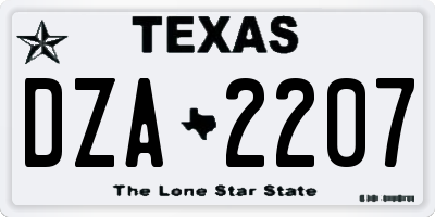 TX license plate DZA2207
