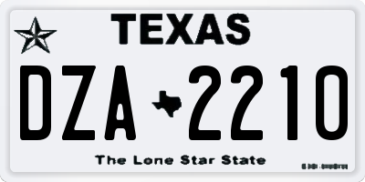 TX license plate DZA2210