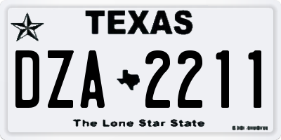 TX license plate DZA2211