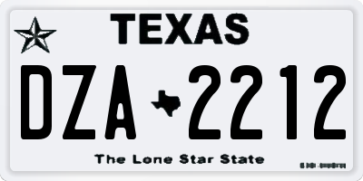 TX license plate DZA2212