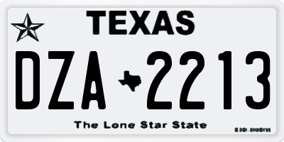 TX license plate DZA2213